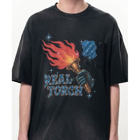 KAMIYA : "REAL TORCH" Distressed Pocket T-shirt
