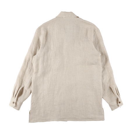 sulvam : Linen Open Collar Shirt