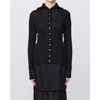 IRENISA : HIGH-NECK RIB KNIT CARDIGAN