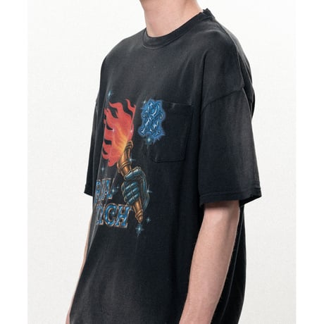 KAMIYA : "REAL TORCH" Distressed Pocket T-shirt