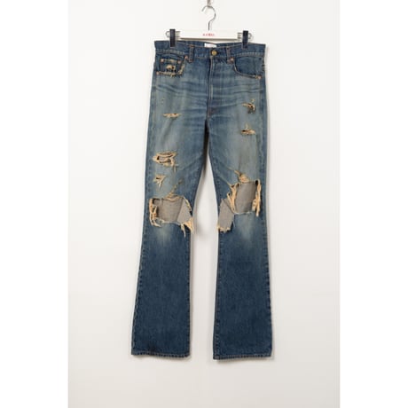 KAMIYA : Distressed Slim Bootcut Jeans