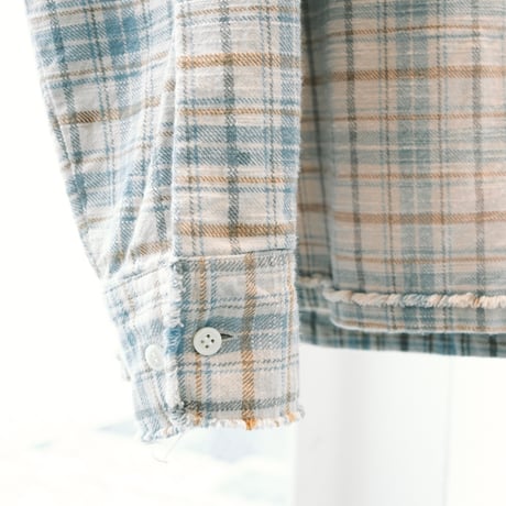 Name. : COTTON FLANNEL PLAID OPEN COLLAR SHIRT : DISTRESSED