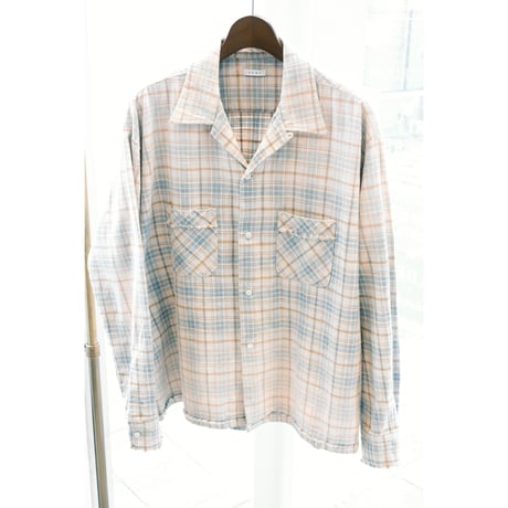 Name. : COTTON FLANNEL PLAID OPEN COLLAR SHIRT : DISTRESSED