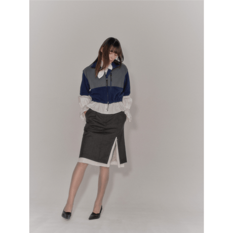JANE SMITH : WASHED COTTON BROAD BOW TIE GATHER SHIRT