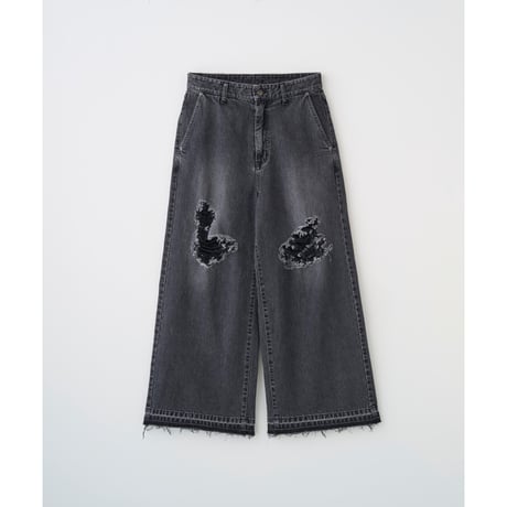 JUHA:DAMAGE WIDE DENIM PANTS