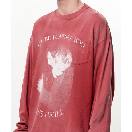 KAMIYA : "LOVING" Distressed Long-Sleeve Pocket T-shirt