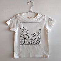 unpis：Tシャツ『アチャチャをつかまえろ！』（KIDS/白）