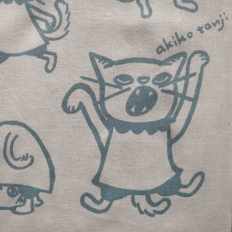 たんじあきこ手ぬぐい：「猫」（水色）