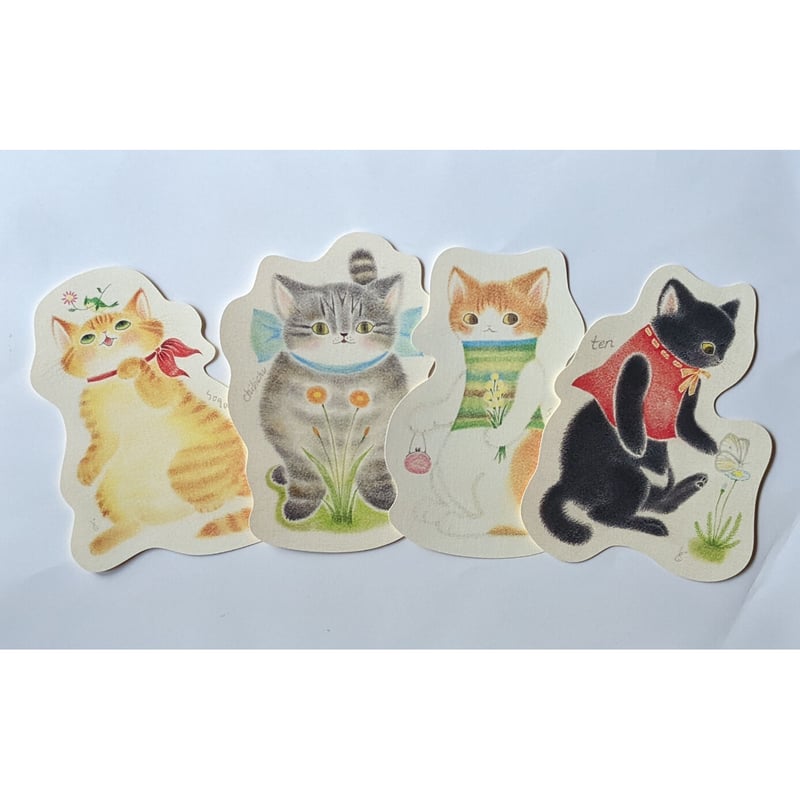 どいかや：型抜きカード猫4種類セット | nowaki