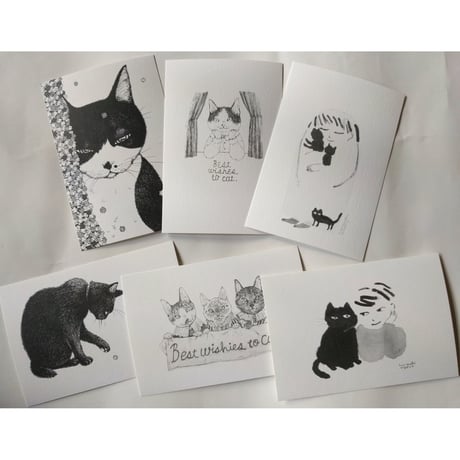モノクロ猫絵葉書（坂本千明/樋口佳絵/堀口尚子）