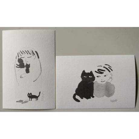 モノクロ猫絵葉書（坂本千明/樋口佳絵/堀口尚子）