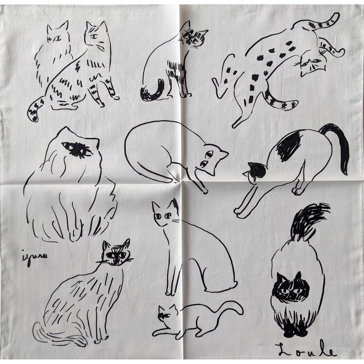 網中いづるハンカチ「眠る猫」 | nowaki