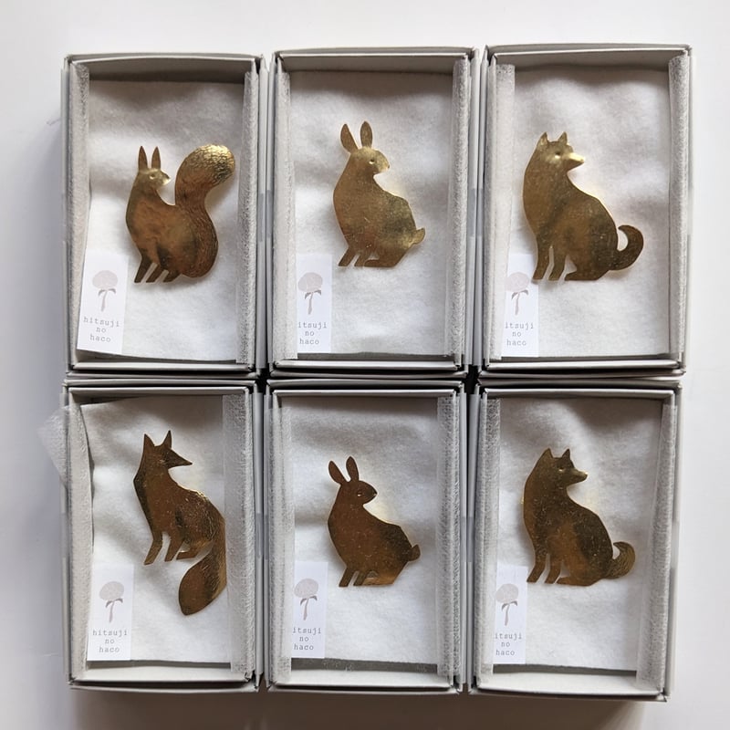 キクチマユミ：真鍮ブローチ「squirrel/fox/rabbit/dog」 | nowaki