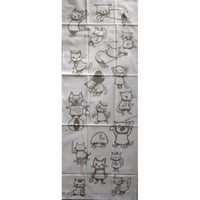 たんじあきこ手ぬぐい：猫柄（薄茶）