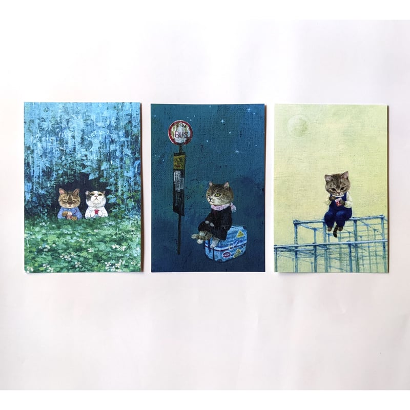 【原画】『苔むした猫』＋ポストカードセット✕3 Čimi Cat painter 猫ポストカード | necoya books web store