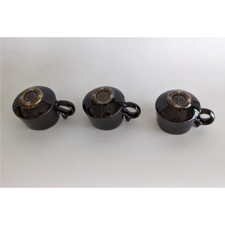 鈴木稔：猫取手マグカップ（小）  焦茶