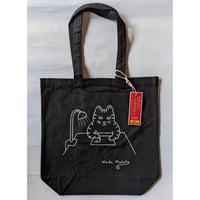 和田誠：ニャンコトリロジートートバッグ（黒）