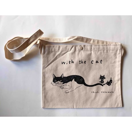 坂本千明サコッシュ「with the cat」（ナチュラル/ライトグレー/レッド）