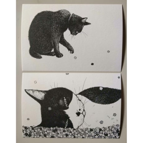 モノクロ猫絵葉書（坂本千明/樋口佳絵/堀口尚子）