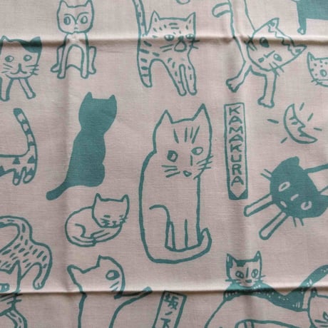 ささめやゆき手ぬぐい：猫づくし水色（一花屋）