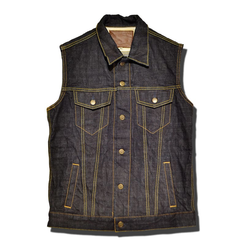 KUSTOMS DENIM VEST ONE WASH | HARDEE HEAD SHOP