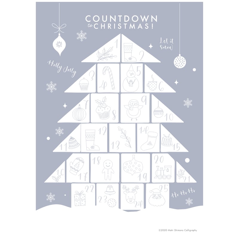 FREE】子ども用クリスマスアドベントカレンダーぬり絵（フレーズ