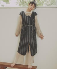stripe quilt Jumper skirt ( black )