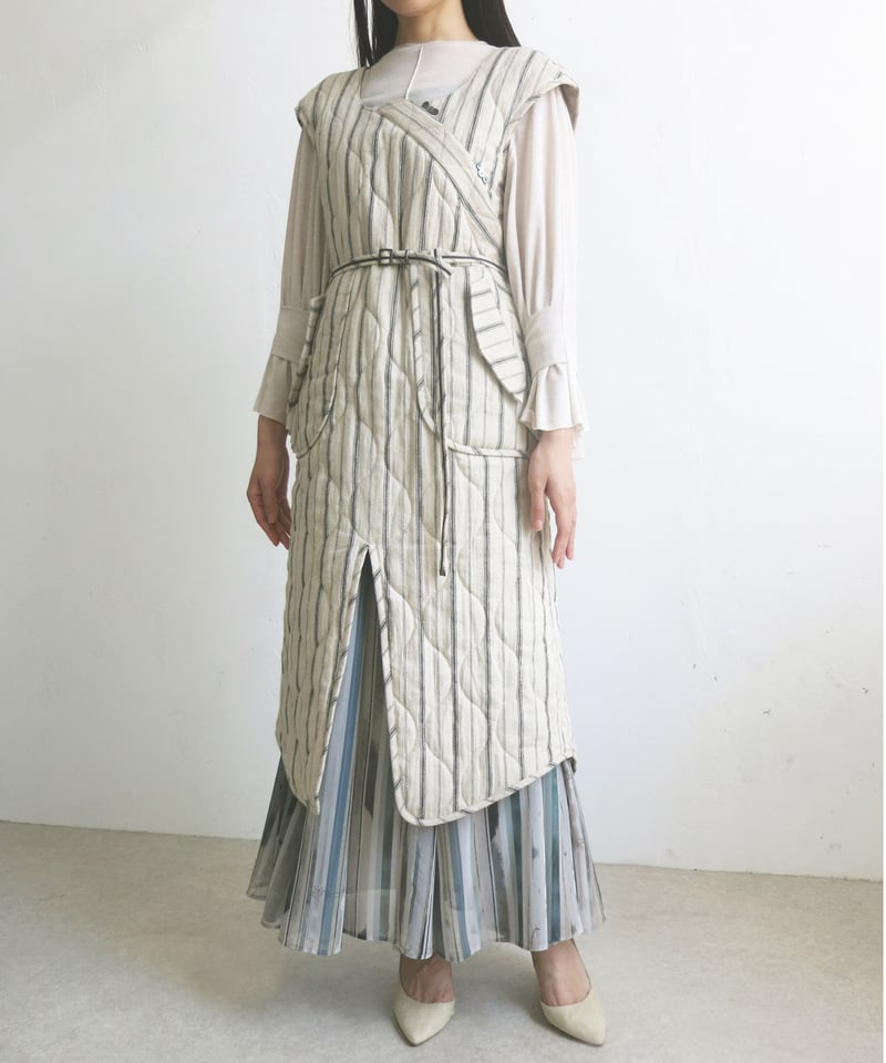 stripe quilt Jumper skirt ( écru ) | nagisa
