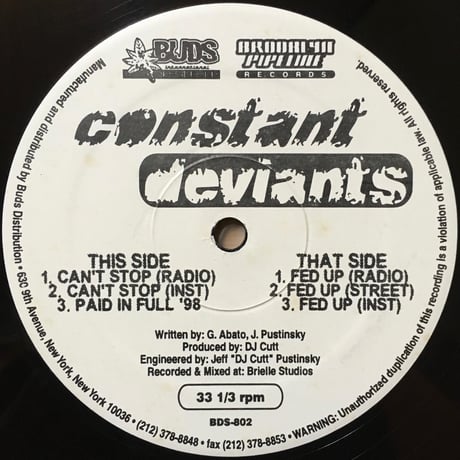 Can't Stop / Contant Deviants [Used / 12]