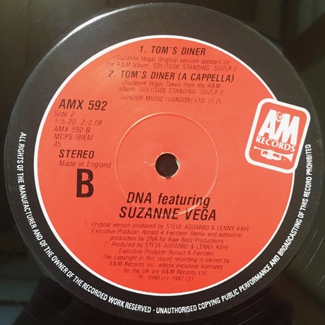 Tom's Diner Remix / D.N.A. Feat Suzanne Vega [Used / 12]