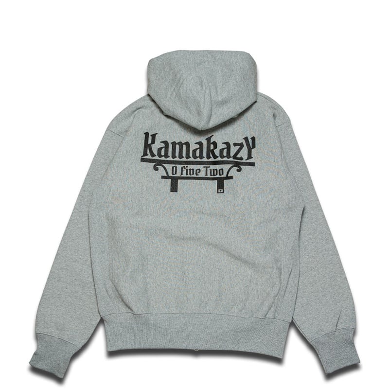 PLAQUE / 12oz ZIP HOOD / GRAY | KAMAKAZY