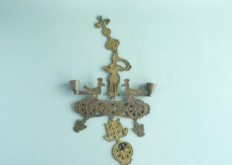 【Vintage】Greek Brass Wall hanging Candle Holder