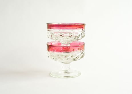 【Vintage】Tiffin King's Crown Ruby Flashed Compote