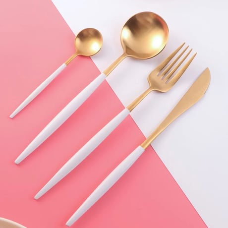 【予約商品】 cutlery 4set 【white gold】