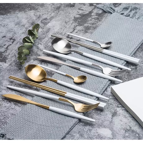 【予約商品】 cutlery 4set 【white gold】