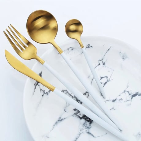 【予約商品】 cutlery 4set 【white gold】
