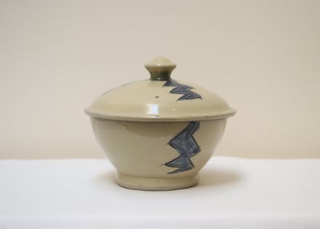 双子堂　青とベージュの幾何学模様飯碗　5点 双子堂 青とベージュの幾何学模様飯碗 5点 飯碗 色絵双龍