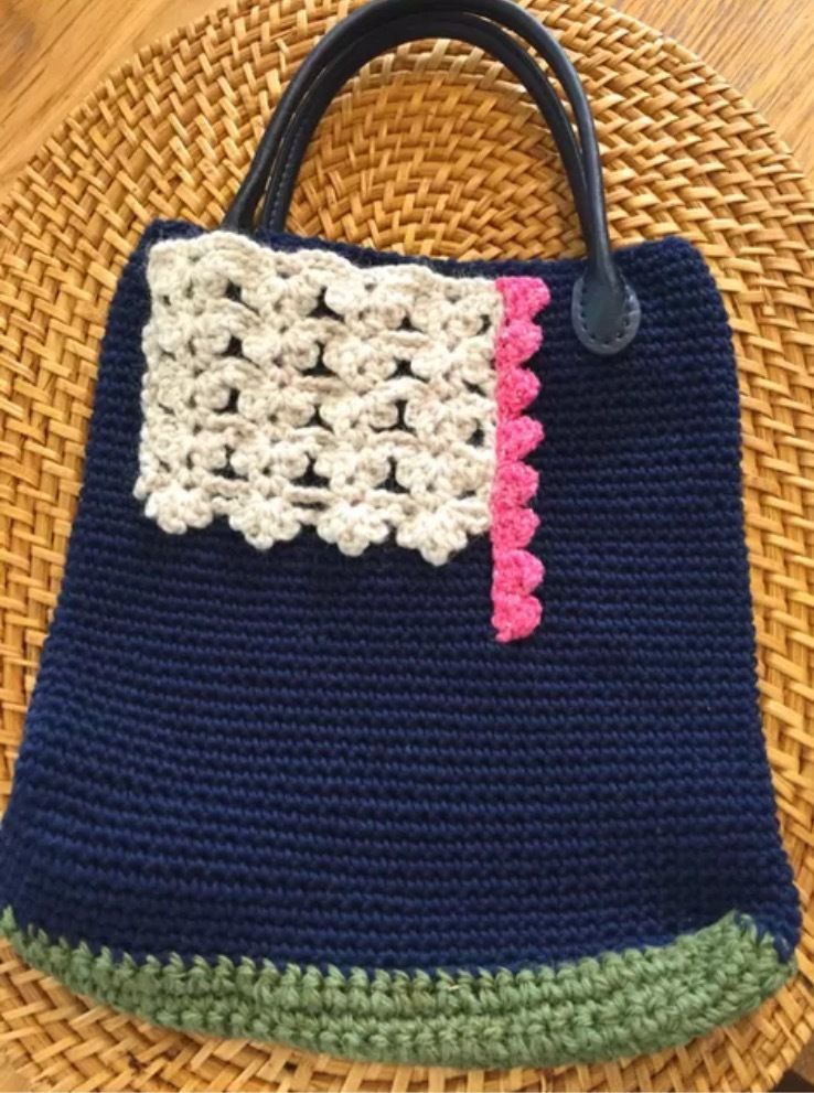 未使用 コットンニットハンドバック／ Chris” cotton knitted bag ...