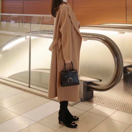 cashmere wool shawl long coat / camel