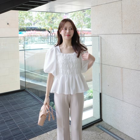 【6/4~再受注予約】gathering puff blouse(white)
