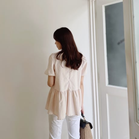 MADE’ jacquard peplum blouse / pink beige