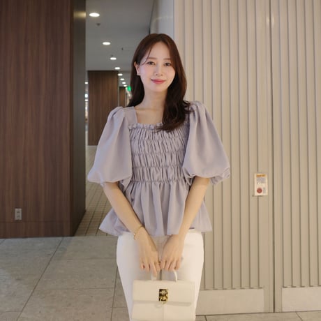 【6/4~再受注予約】gathering puff blouse(white)