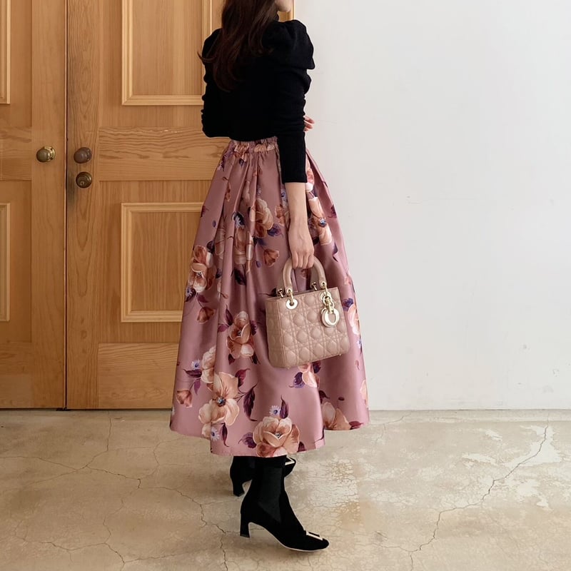 MADE' flower tuck skirt / pink | ENEU