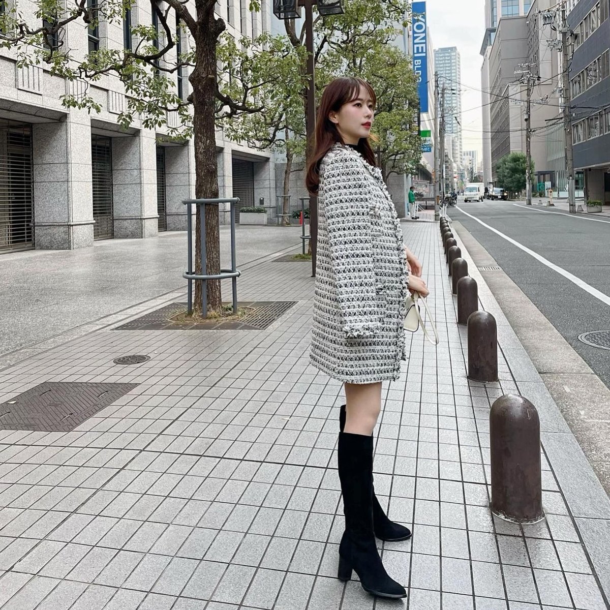 mix tweed middle jacket | ENEU