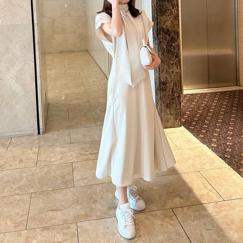 french sleeve gather long op | ENEU 