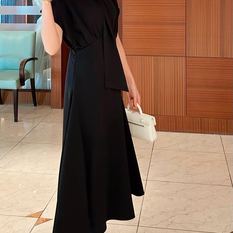 french sleeve gather long op | ENEU 