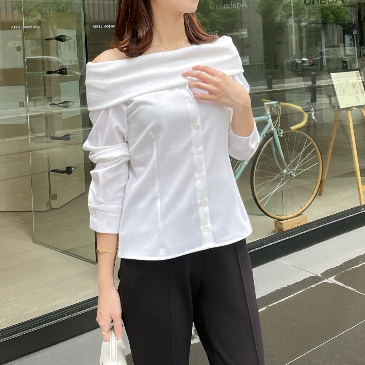 【美品】eneu docking offshoulder shirt docking offshoulder shirt | ENEU
