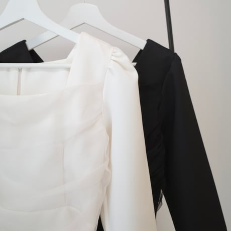 【9/17~再受注予約】front tulle peplum blouse