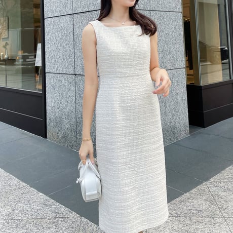 MADE TWEED DRESS / ivory