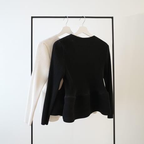 【10/1~再受注予約】waffle peplum pleats cardigan